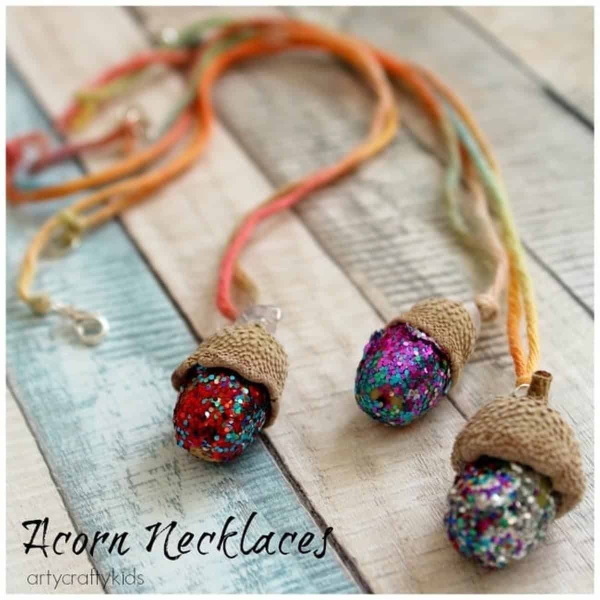 Acorn Necklaces Kids Nature Craft Acorn Necklaces Kids Nature Craft