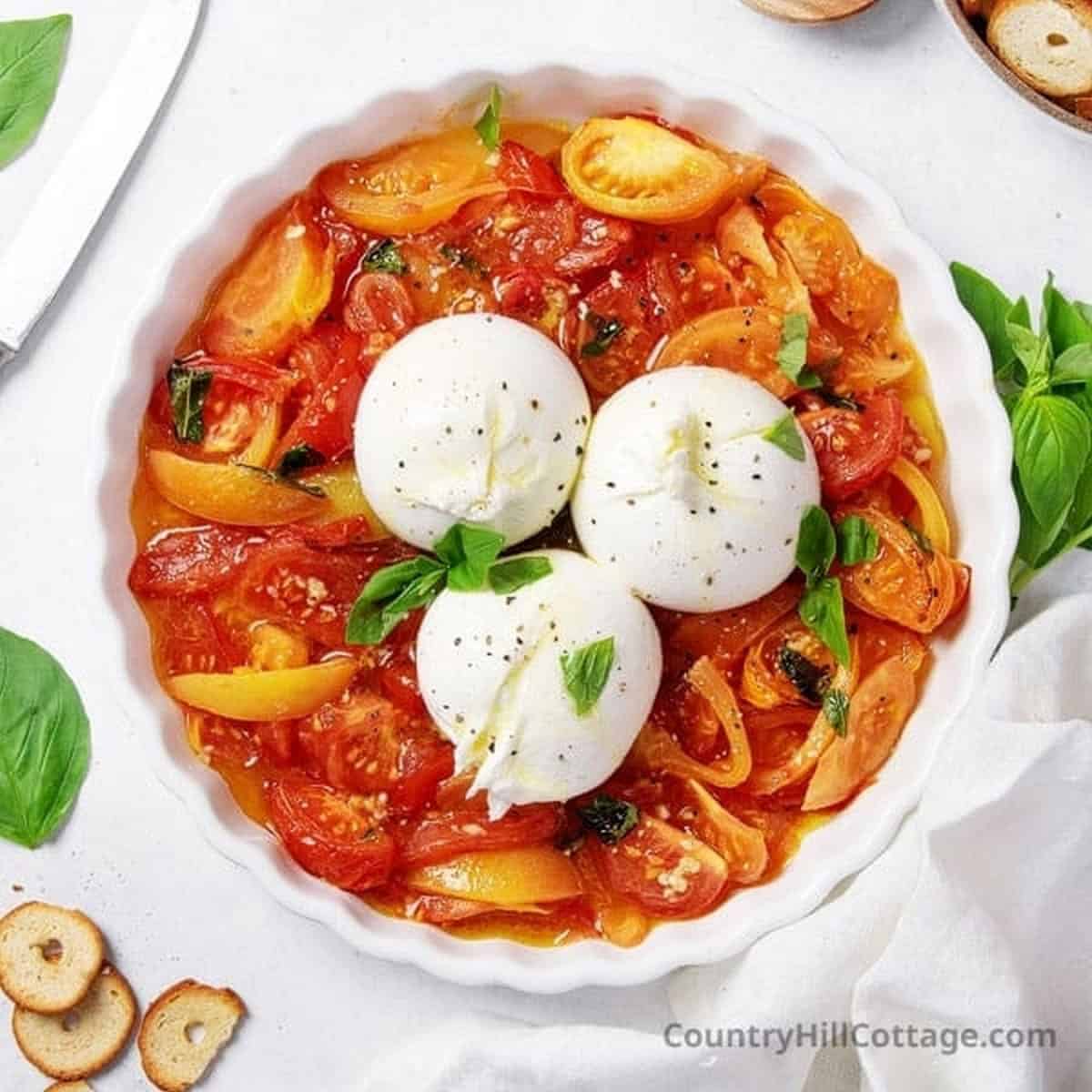 Baked Burrata With Roasted Tomatoes Baked Burrata With Roasted Tomatoes