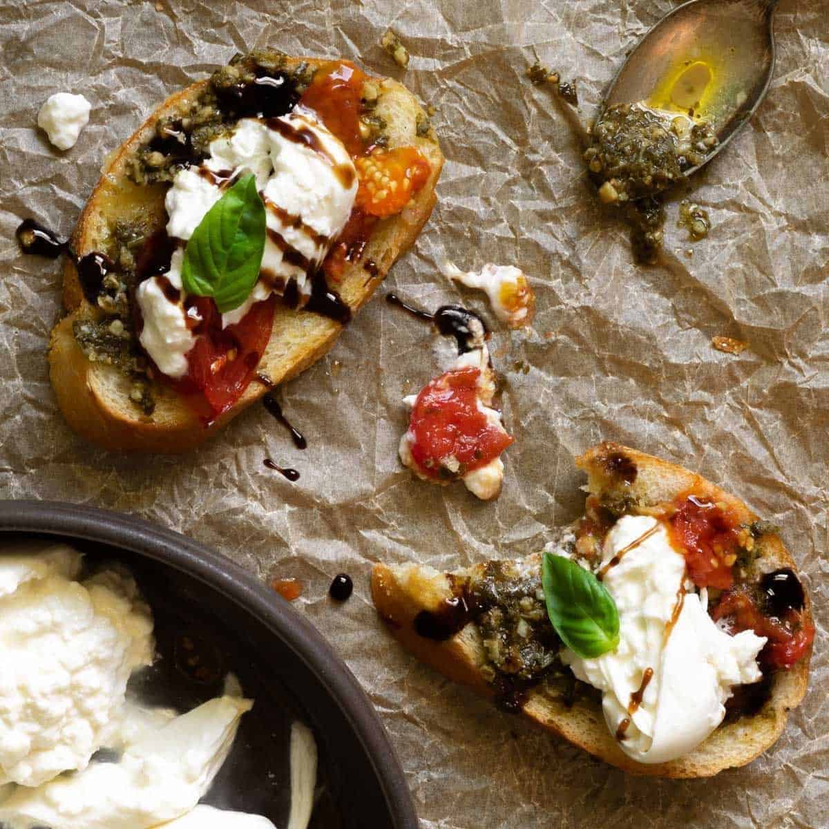 Burrata Bruschetta Recipe With Roasted Tomatoes Burrata Bruschetta Recipe With Roasted Tomatoes