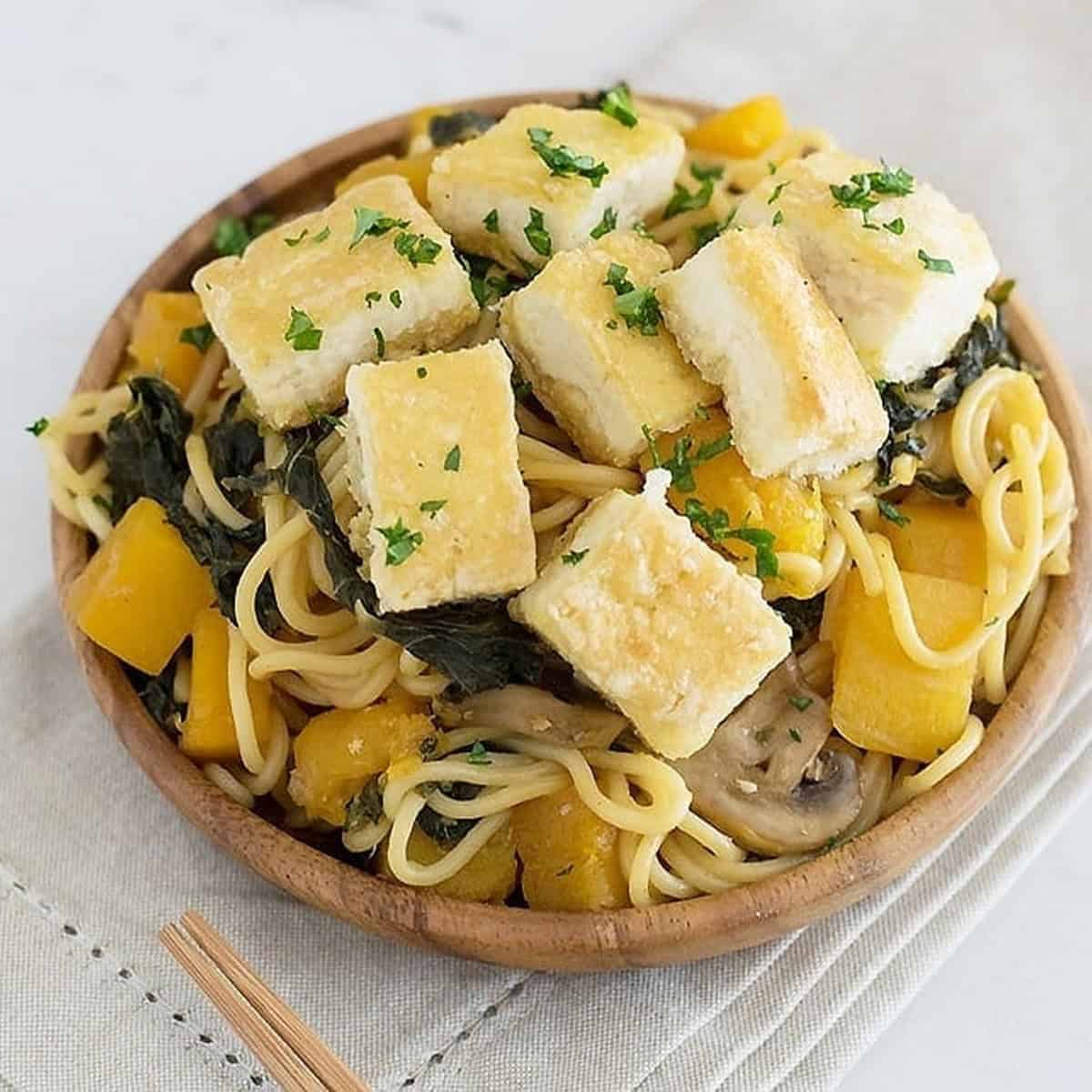 Butternut Squash And Kale Autumn Lo Mein With Crispy Tofu Butternut Squash And Kale Autumn Lo Mein With Crispy Tofu