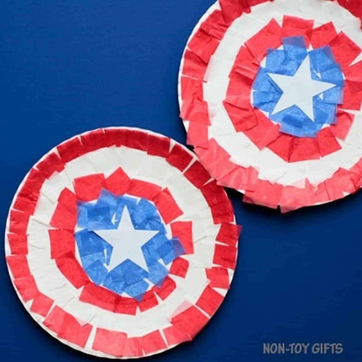 Captain America Paper Plate Shield Craft