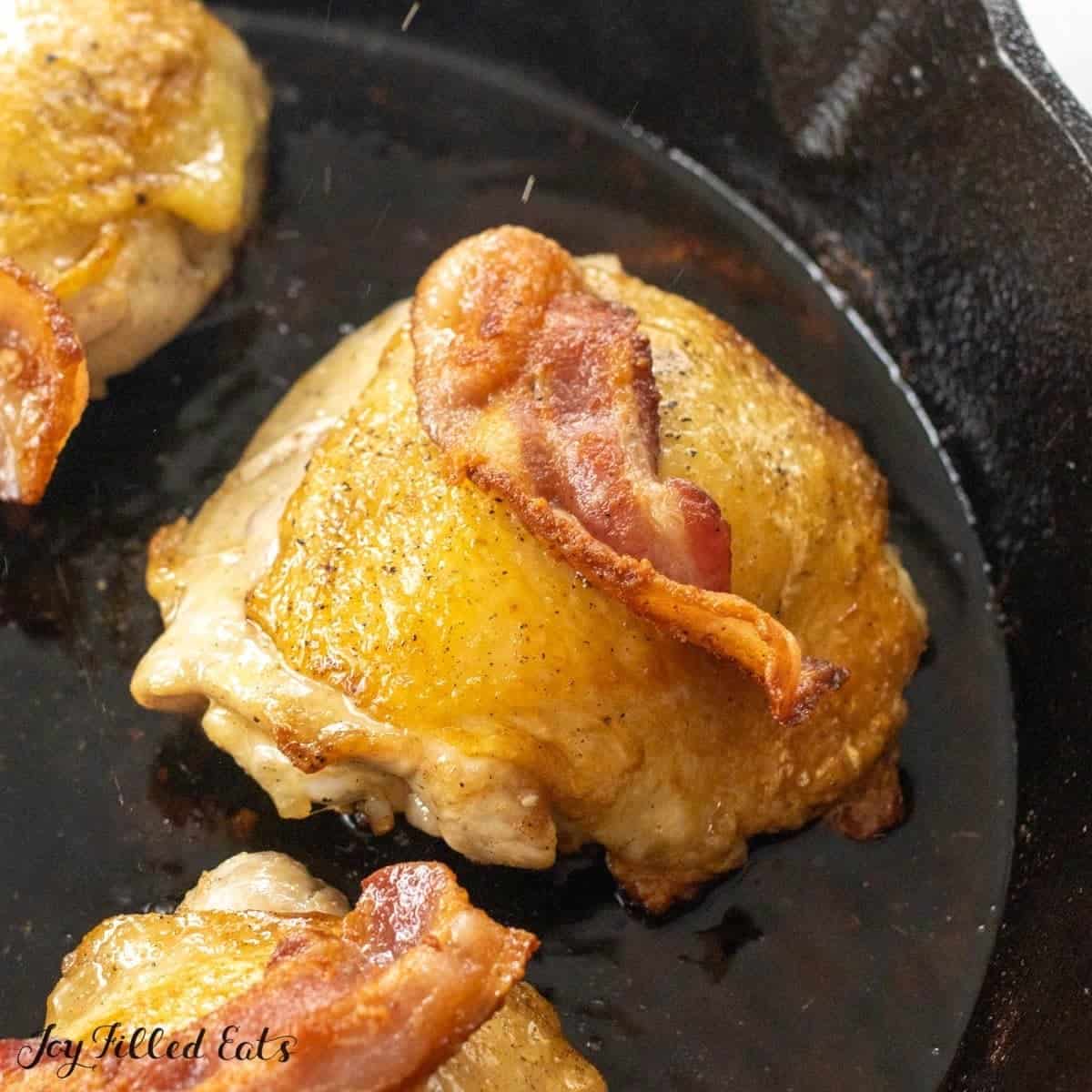 Cast Iron Chicken Thighs With Bacon
