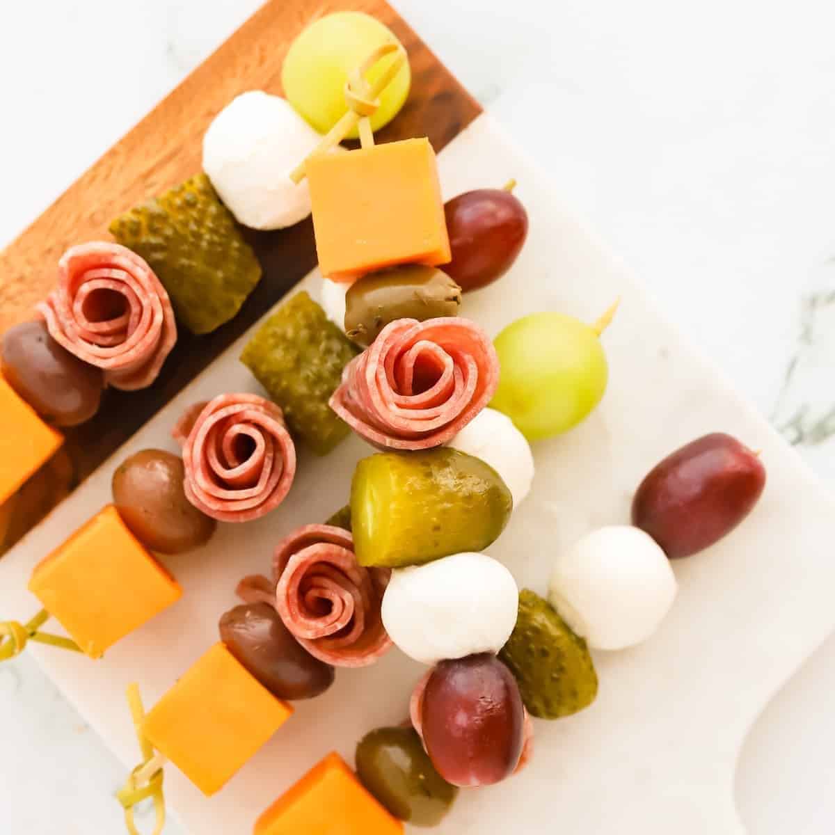 Charcuterie Skewers With Salami Roses