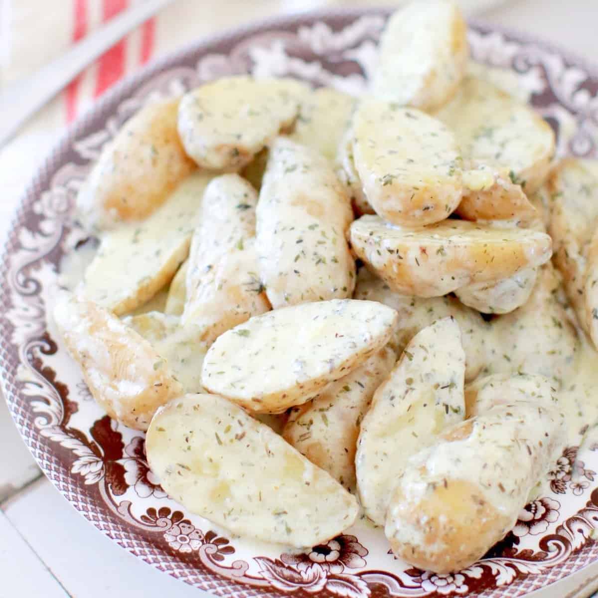 Crock Pot Creamy Herbed Fingerling Potatoes