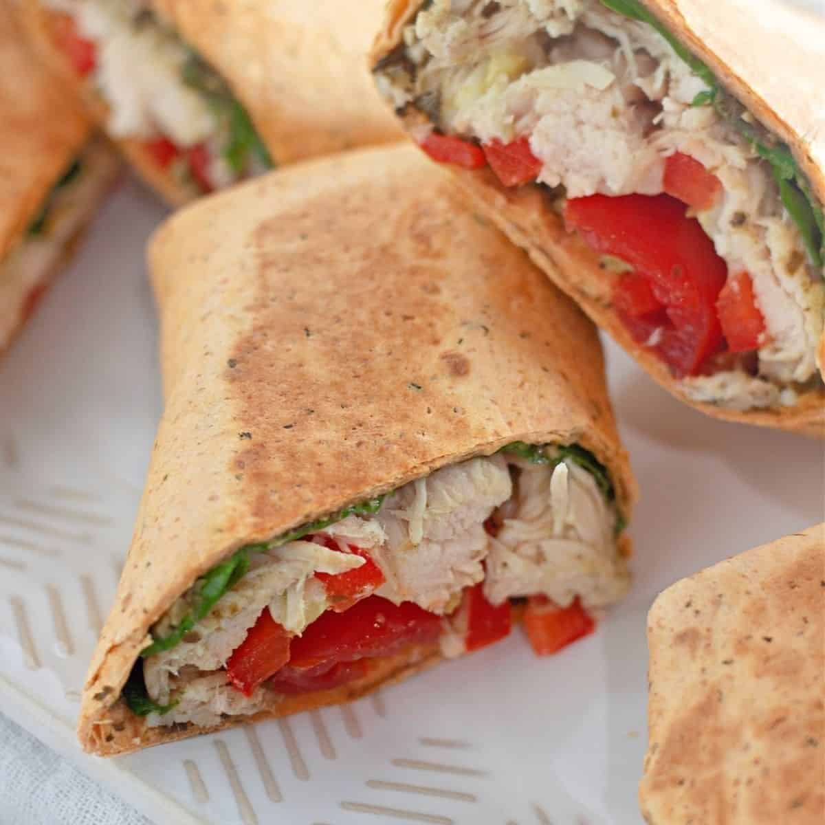 Easy Chicken Pesto Wraps Easy Chicken Pesto Wraps