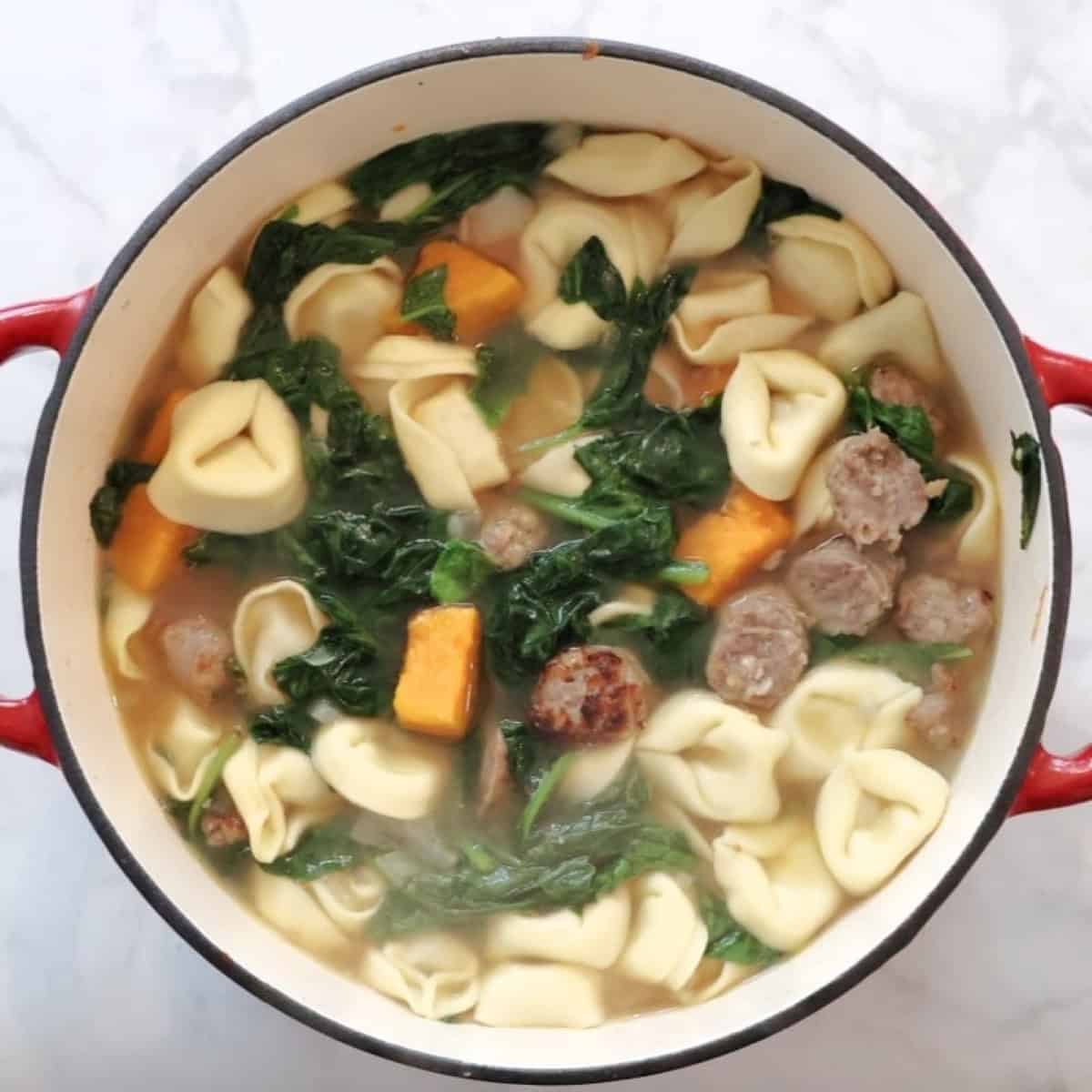 Fall Tortellini Soup Cheese Brats
