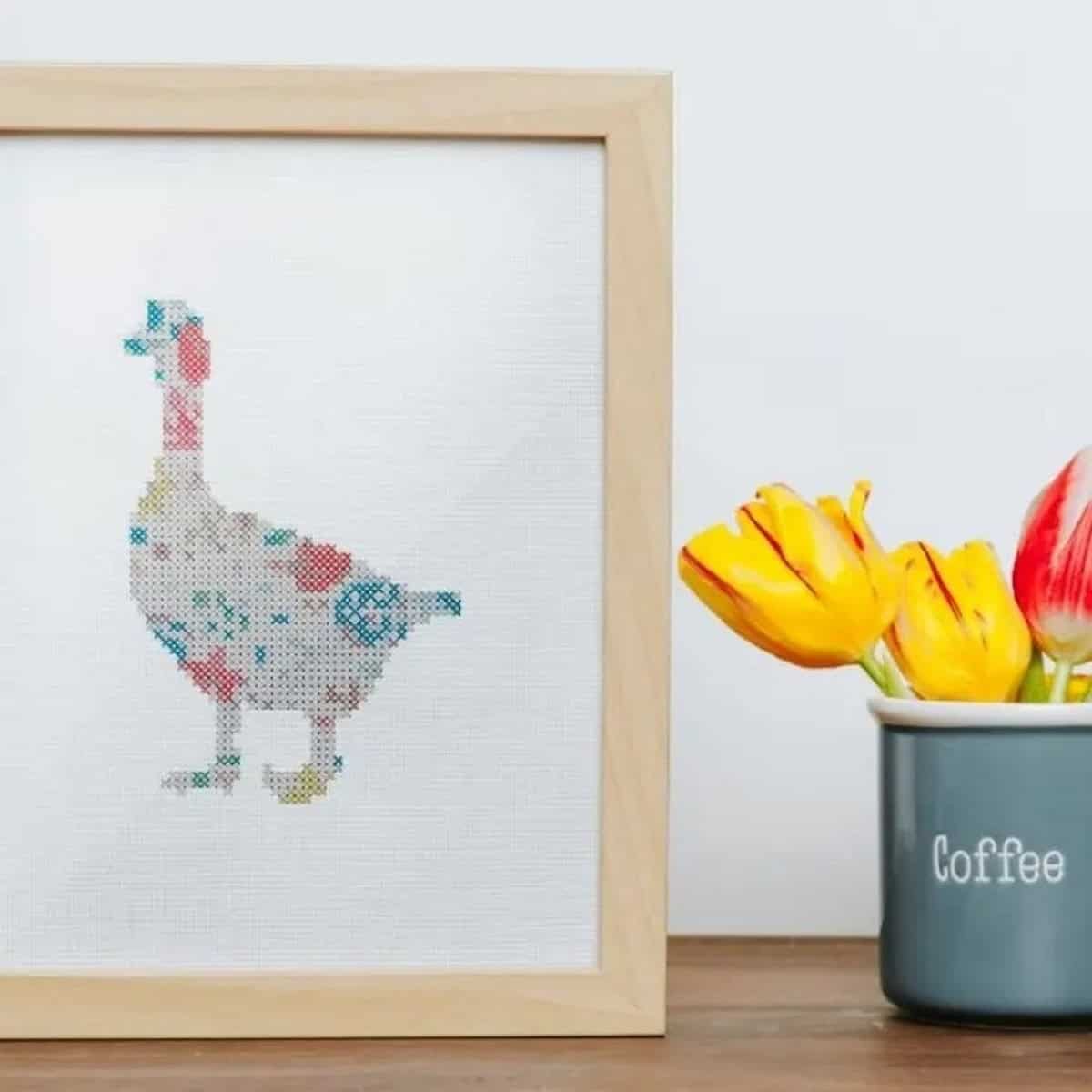 Floral Goose Cross Stitch Free