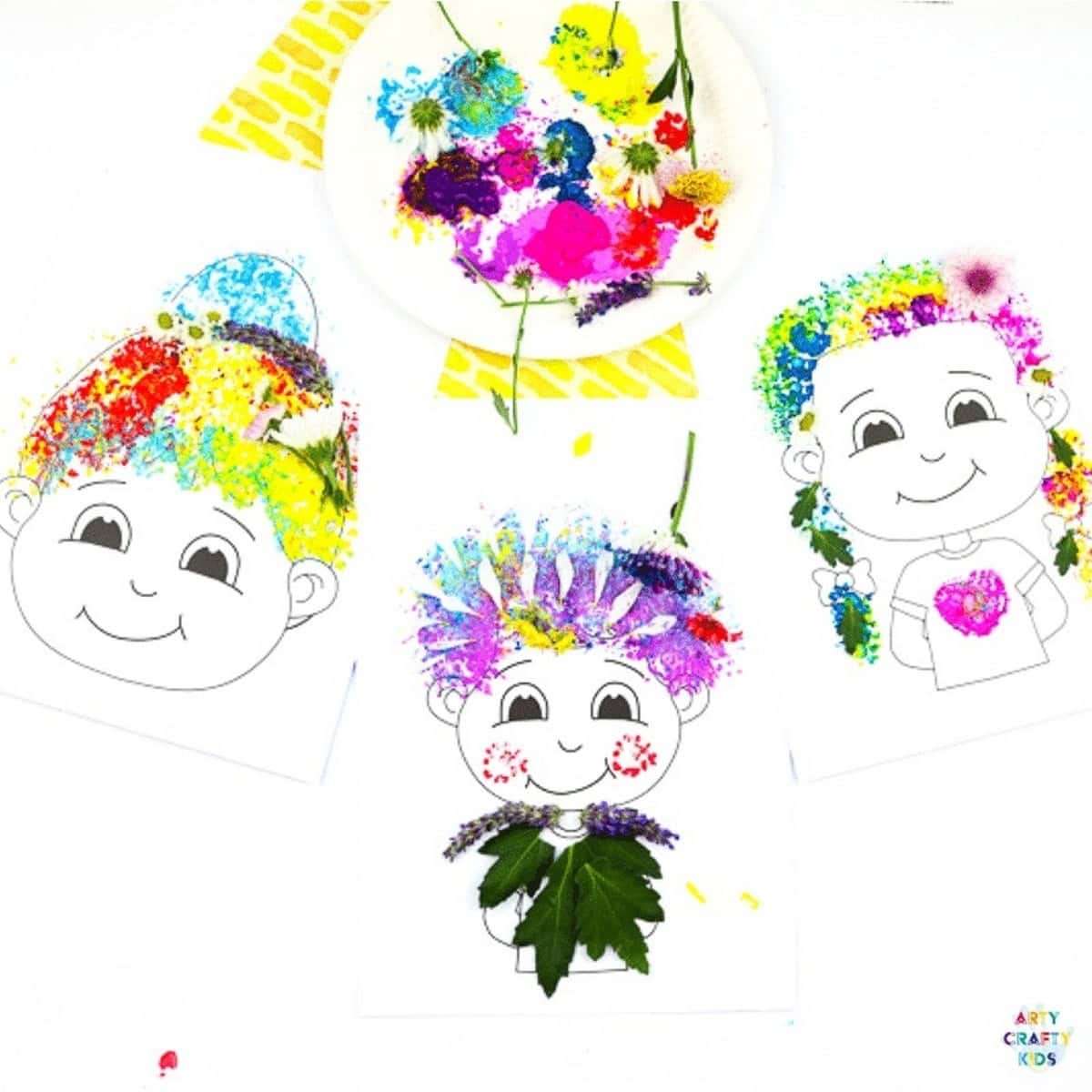 Flower Painting Hair Design Nature Craft For Kids Flower Painting Hair Design Nature Craft For Kids