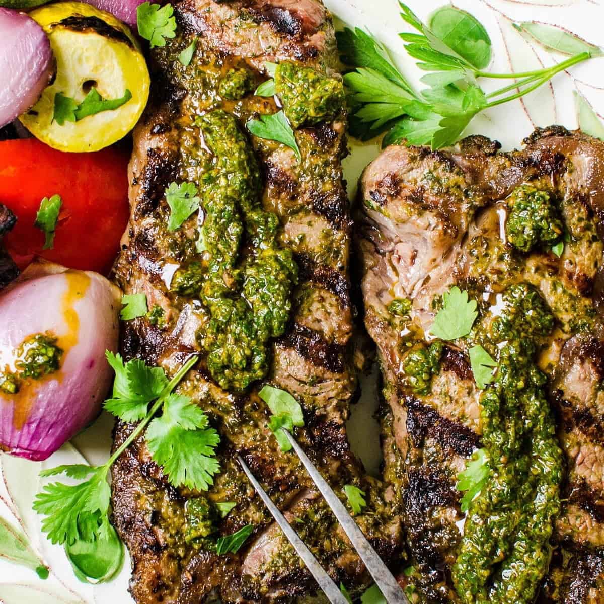 Grilled Chermoula Marinated Strip Steaks