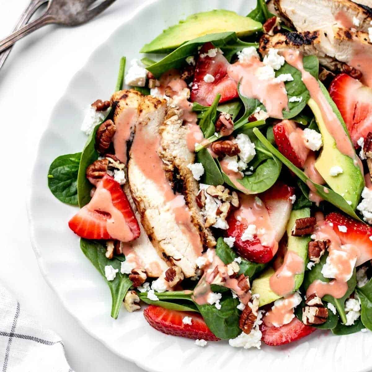 Grilled Chicken Strawberry Avocado Salad