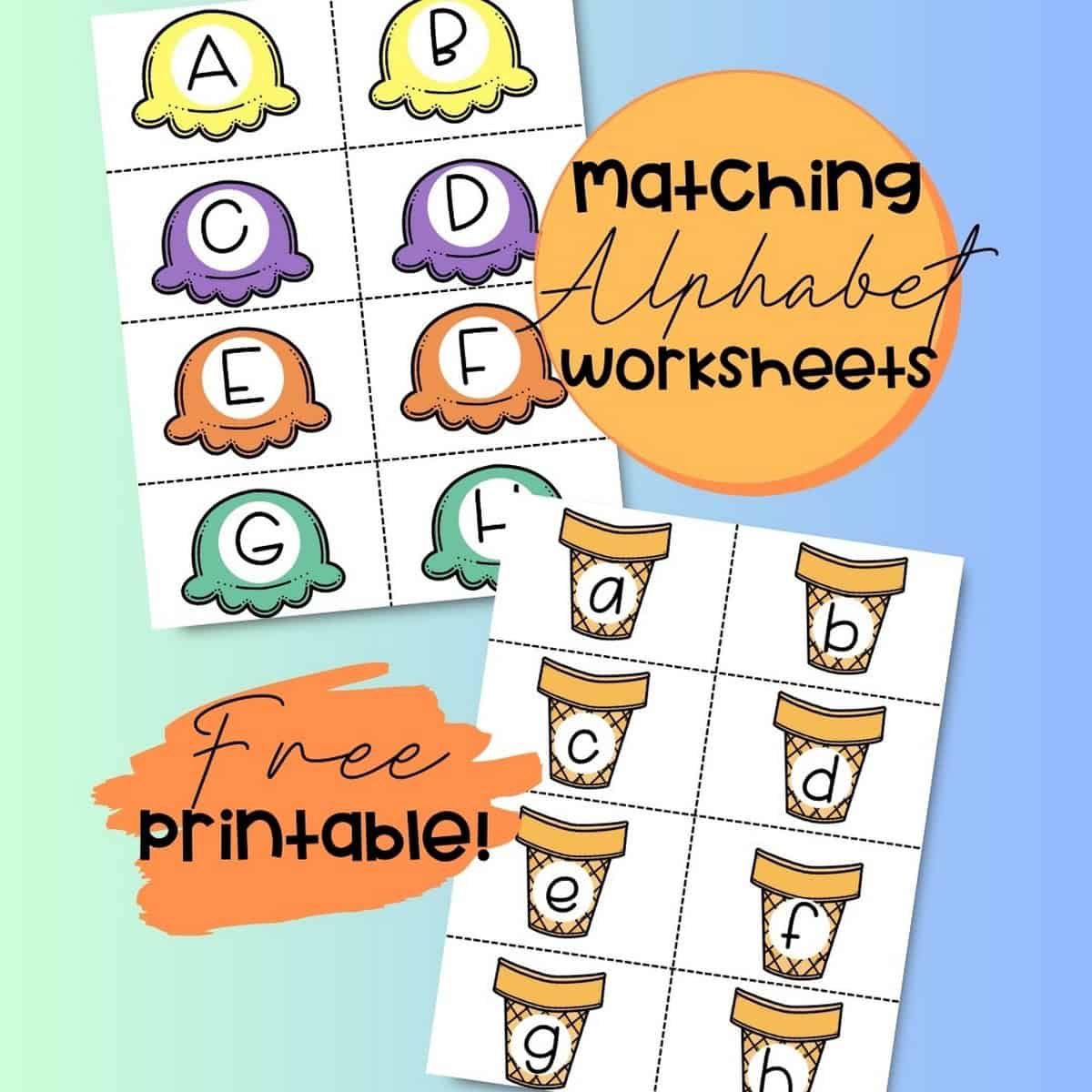 Ice Cream Alphabet Matching Free Printable