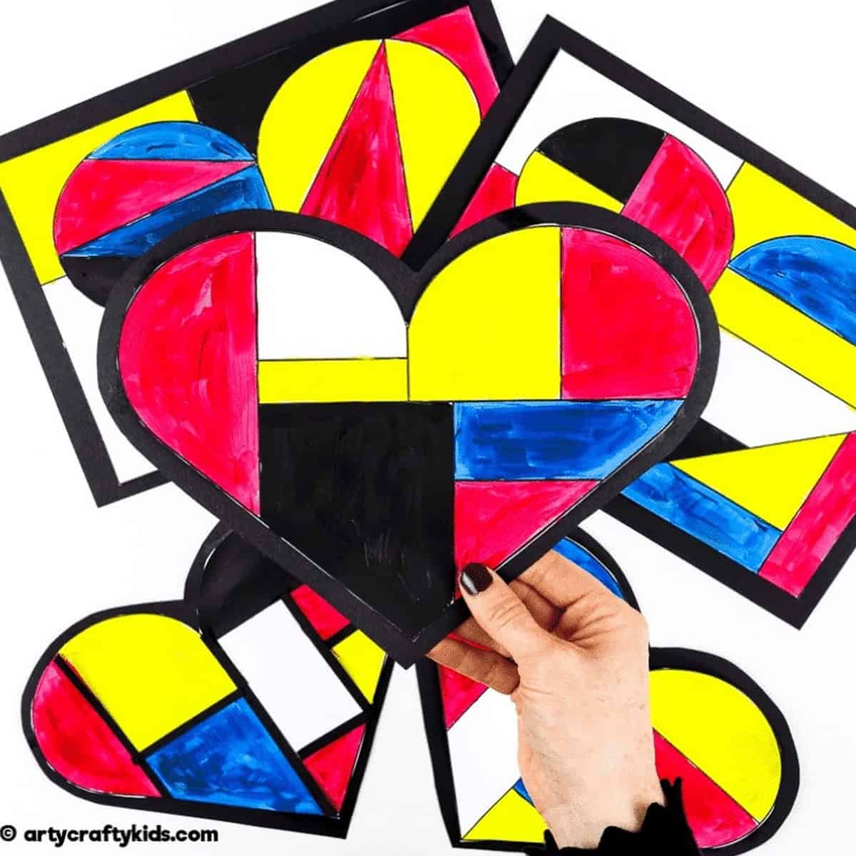 Mondrian Heart Art For Kids