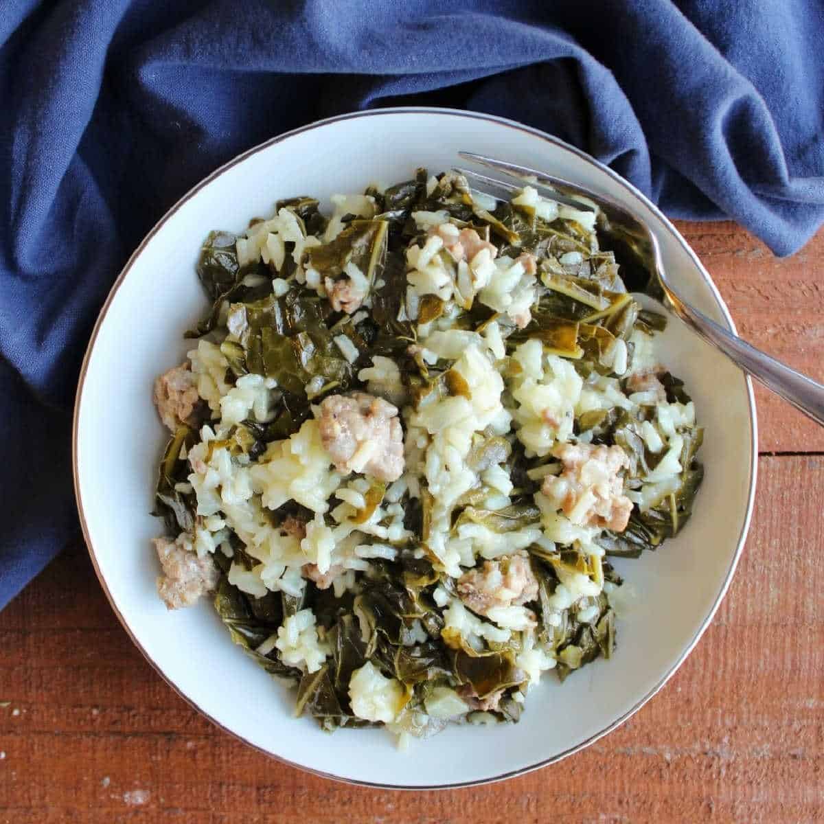 One Pot Collards With Rice And Sausage One Pot Collards With Rice And Sausage