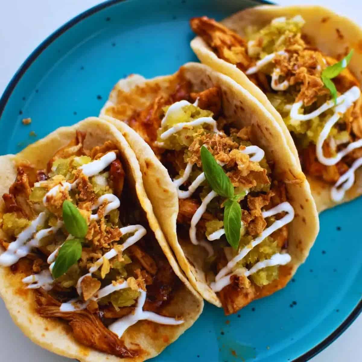 Pulled Chicken Tacos With Tomatillo Salsa