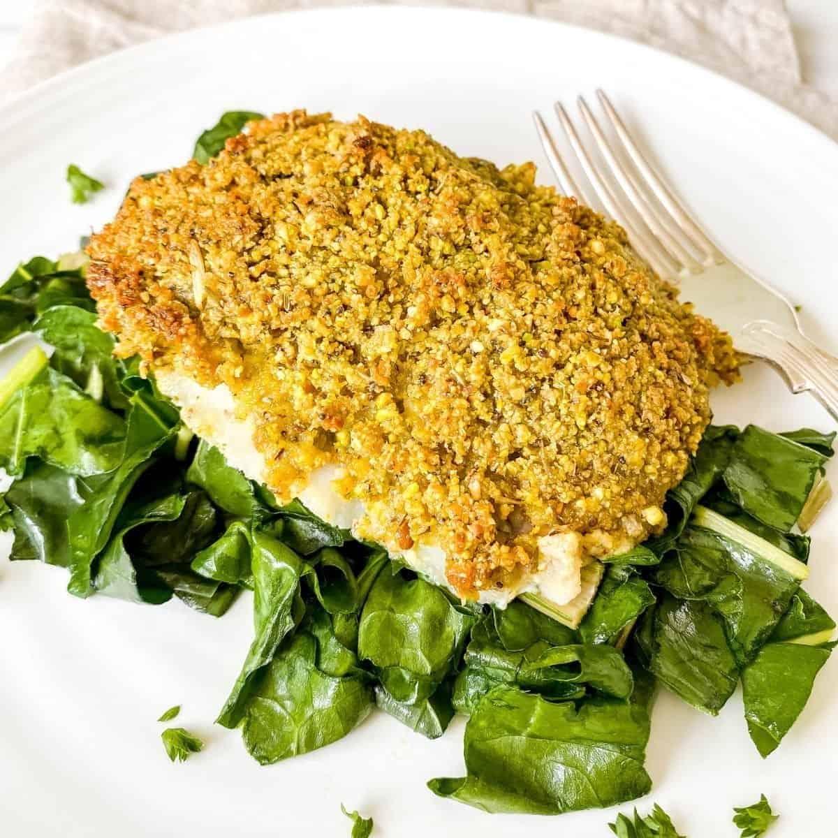 White Fish Pistachio Herb Crumb Topping